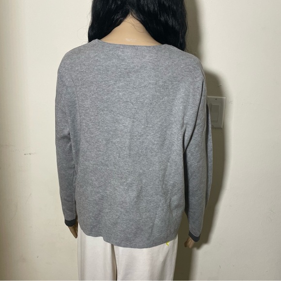 Sz US M Reitmans women Long-Sleeve V-Neck Sweater pullover 48%viscose grey - Picture 5 of 15